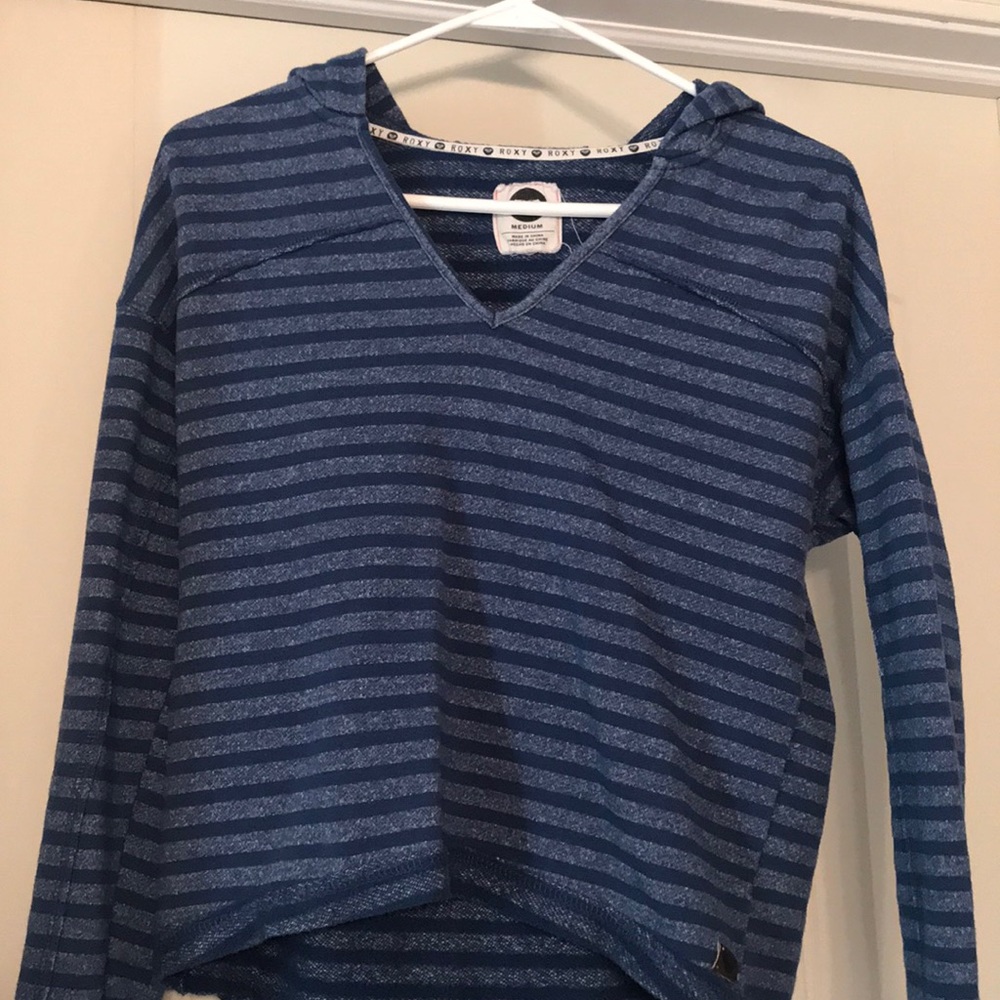blue striped hoodie
